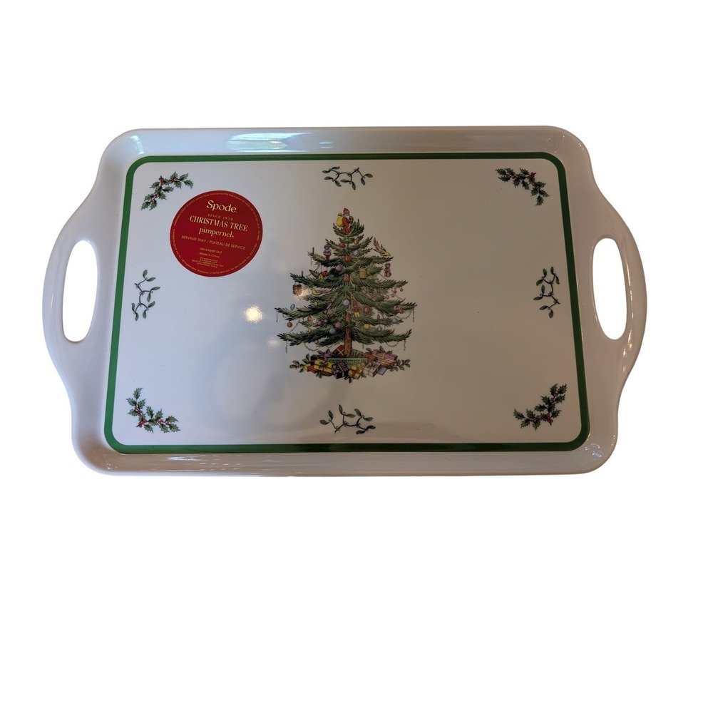 Spode Serving Tray White Christmas Tree Melamine Pimpernel Rectangular 19"x12"